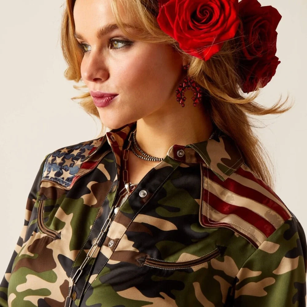 Ariat Camo Pride Rodeo Quincy Shirt - Picture 4 of 8